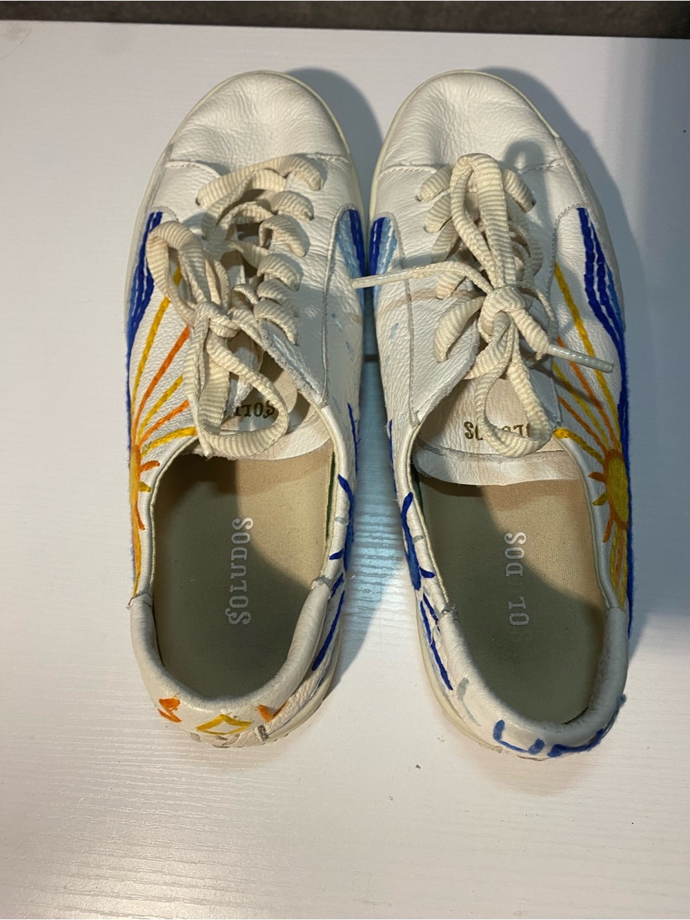 Soludos Leather Embroidered Sol Y Luna Sun Moon Low Top Sneakers Womens Size 8.5 - Picture 7 of 8